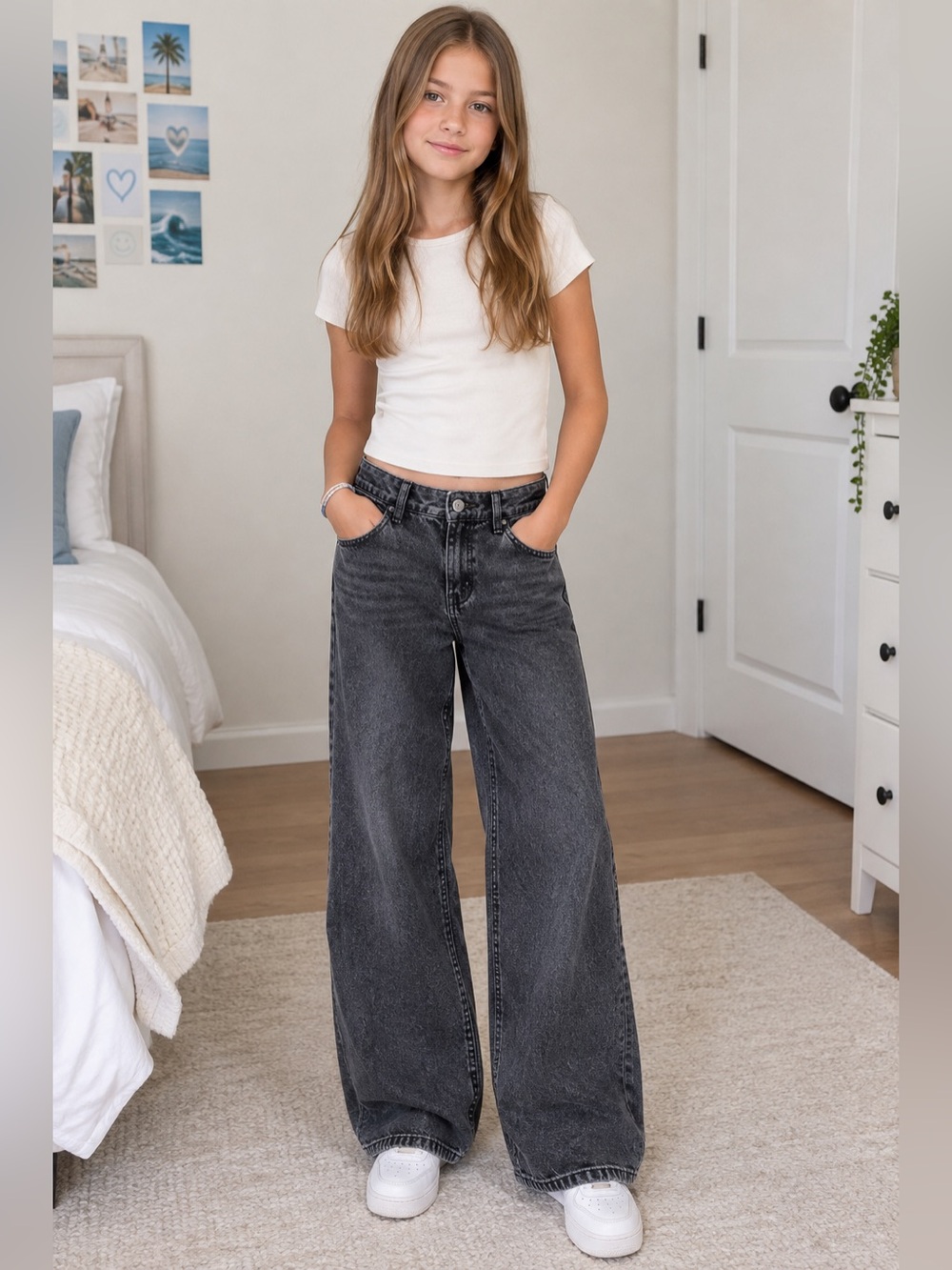 Abercrombie Kids Low Rise Baggy Jeans Black Girls 15/16